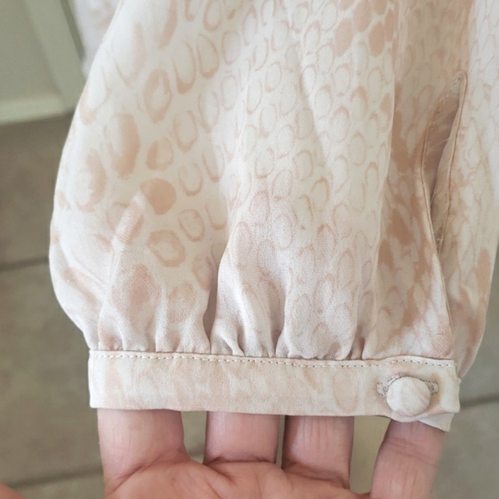 PARKER Silk Long Sleeve Dress • Blush Pink Cream Snake Print • Pussybow • Medium - Picture 13 of 16